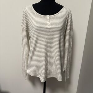 *HAVEN* White x Gray Striped Long Sleeve Shirt Size Large NWT